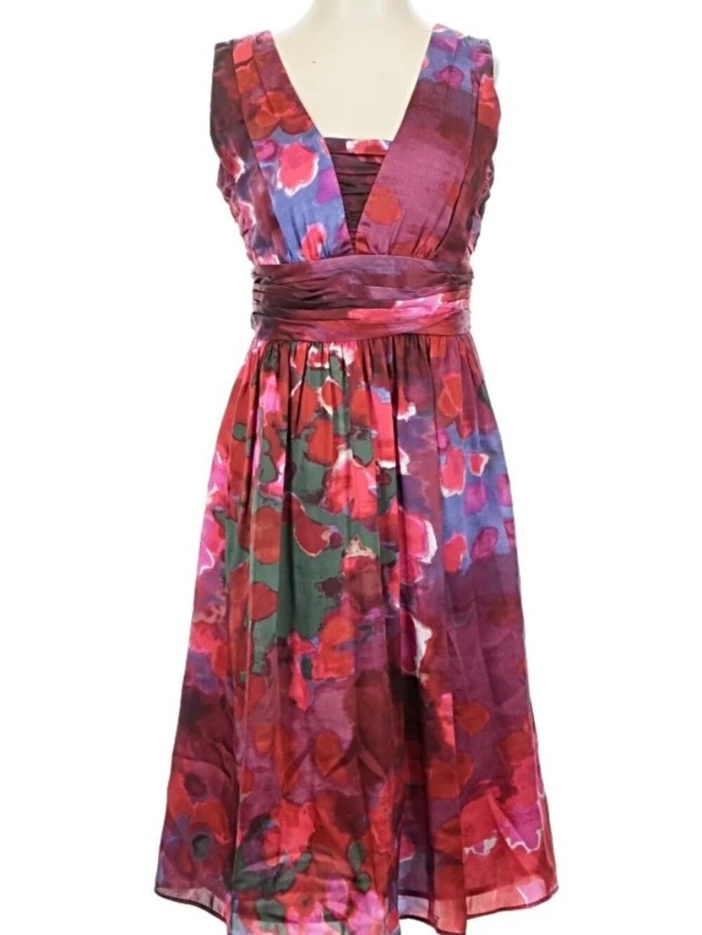 Banana Republic 100% Silk Fit & Flare Watercolor Floral Dress $140 NWT Size 2